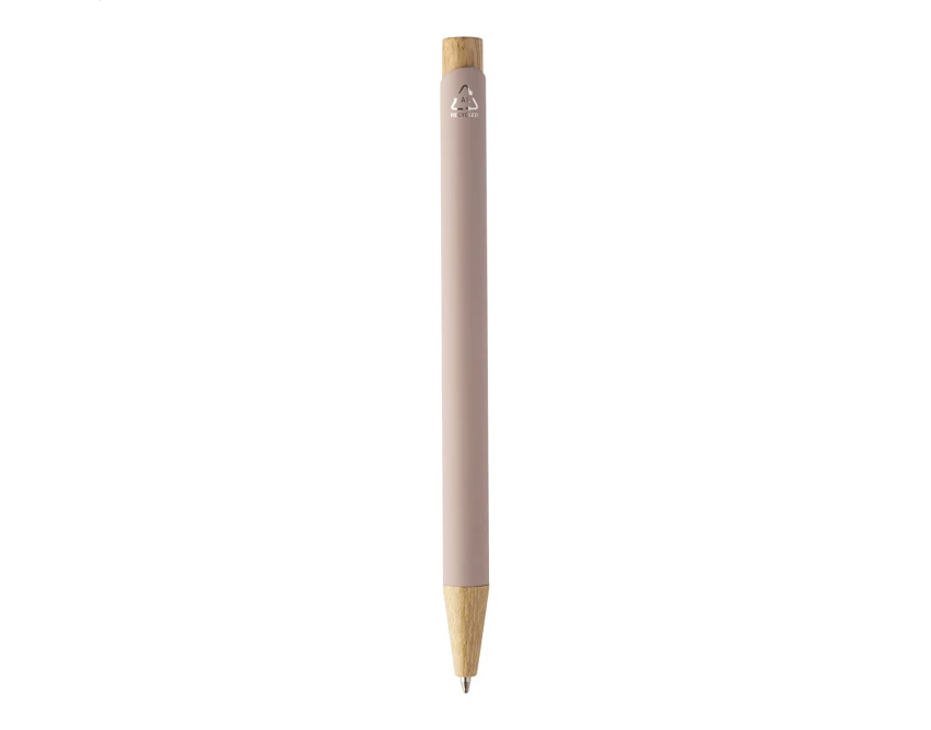Długopis soft touch pastelowy róż, bambus, eco, grawer logo – prezent firmowy