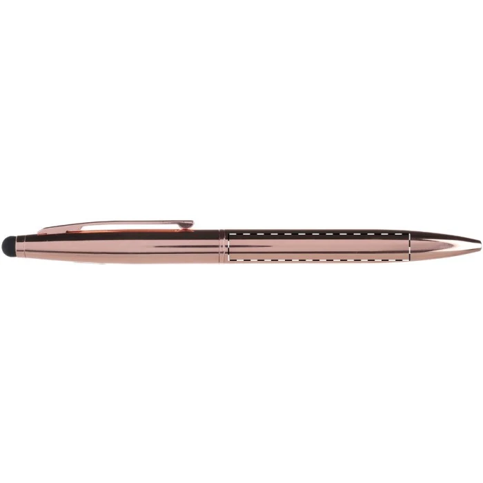 Schemat znakowania dla Grawerowanie laserowe - E1 na gadżecie: Metalowy długopis touch pen różowe złoto z logo – elegancki gadżet firmowy, grawer