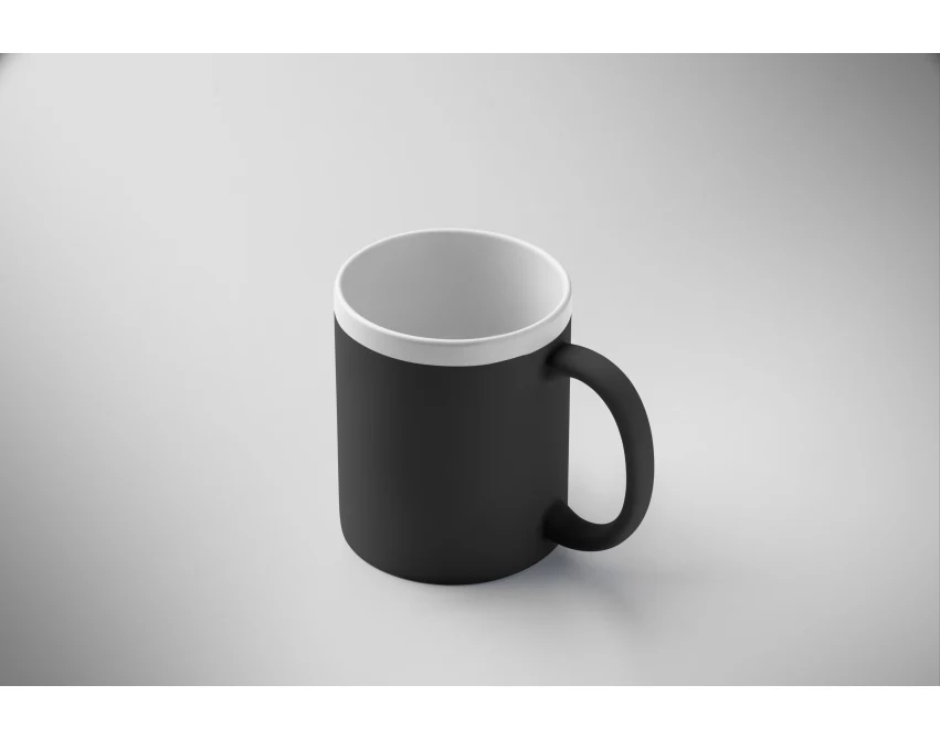 Kubek ceramiczny 300ml czarny z grawerem logo – kamionka, firmowy prezent