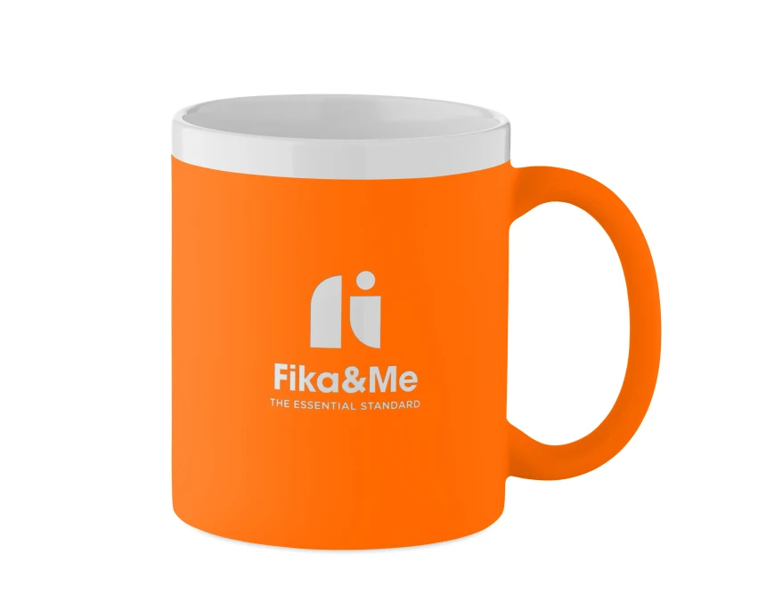 Kubek ceramiczny 300ml Mugiva fluorescencyjny pomarańczowy z grawerem logo dla firm