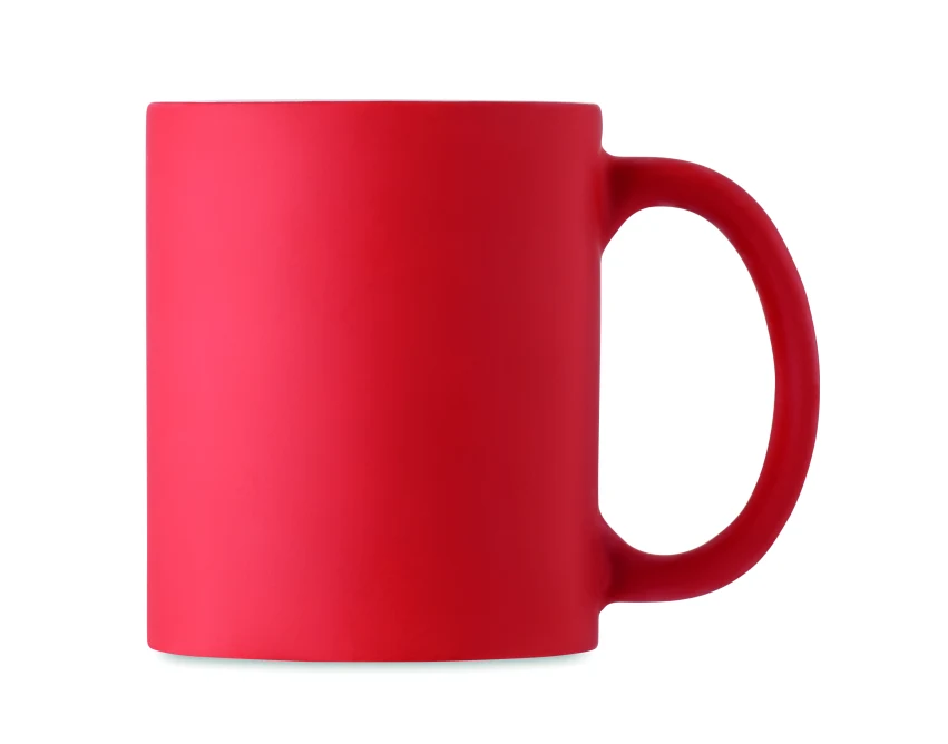 Czerwony matowy kubek ceramiczny 300 ml z grawerem logo – prezent firmowy