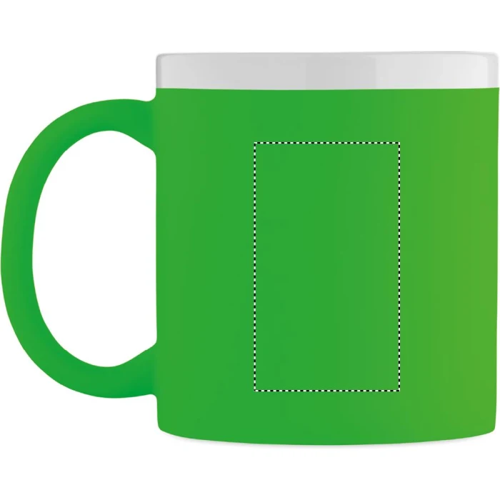 Schemat znakowania dla Grawerowanie laserowe - L4 na gadżecie: Matowy fluorescencyjny zielony kubek ceramiczny Mugiva 300ml z grawerem logo