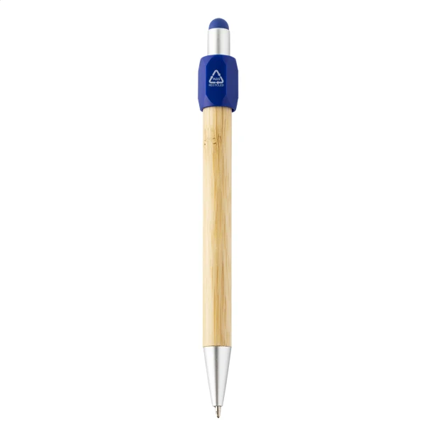 Długopis bambusowy z spinnerem niebieski stylus