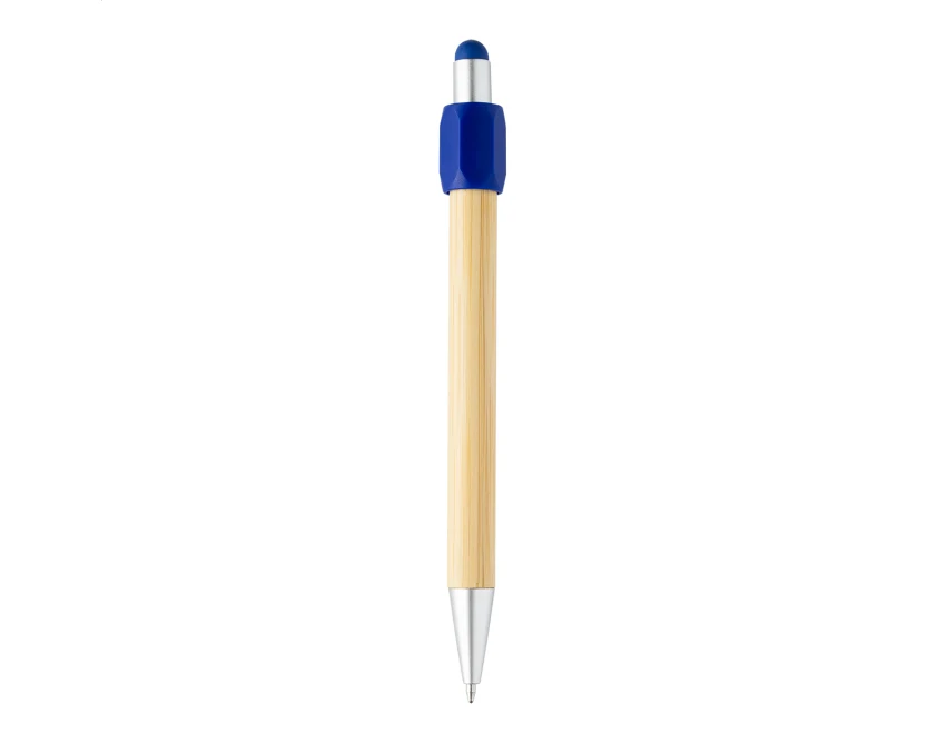 Długopis bambusowy z spinnerem niebieski stylus