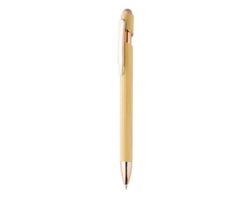 Długopis bambusowy z rysikiem różowe złoto 150 mm