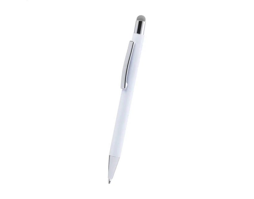 Aluminiowy długopis stylus biały-srebrny z grawerem logo - gadżet reklamowy dla firm