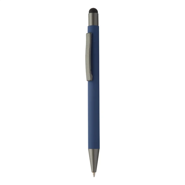 Niebieski długopis stylus z recyklingu z grawerem logo dla firm – elegancki gadżet