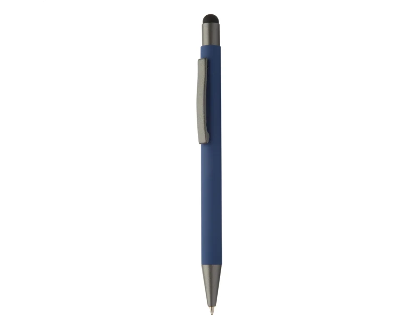 Niebieski długopis stylus z recyklingu z grawerem logo dla firm – elegancki gadżet