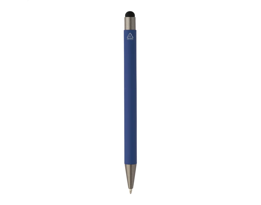 Niebieski długopis stylus z recyklingu z grawerem logo dla firm – elegancki gadżet