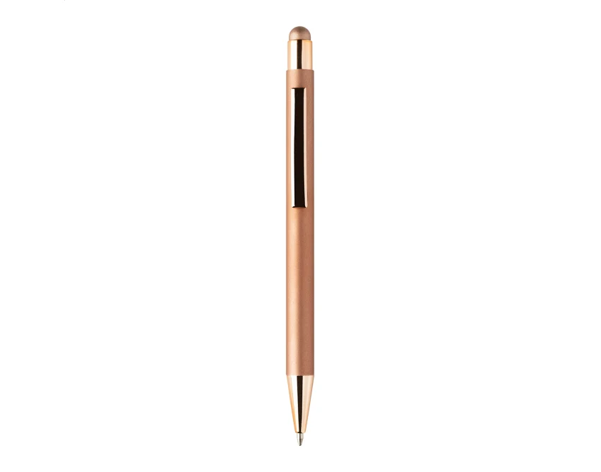 Długopis reklamowy różowe złoto z logo | Stylus, aluminium, grawer premium
