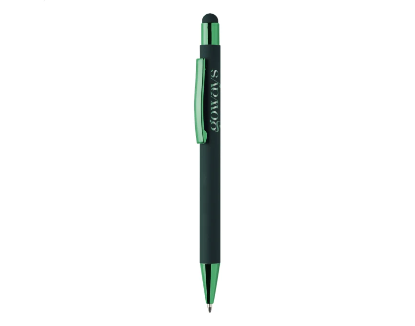 Zielony długopis aluminiowy z lustrzanym grawerem logo dla firm – stylus, eco
