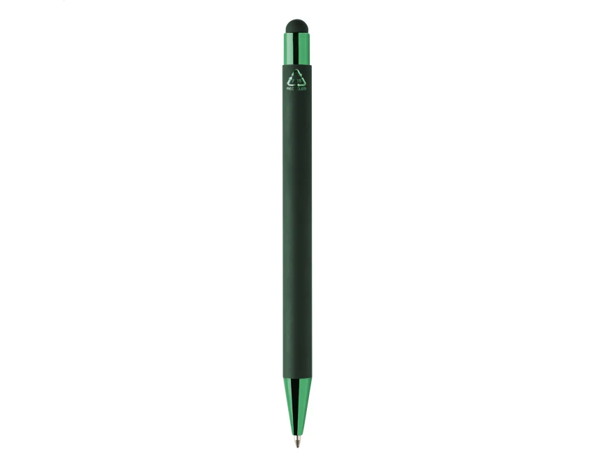 Zielony długopis aluminiowy z lustrzanym grawerem logo dla firm – stylus, eco