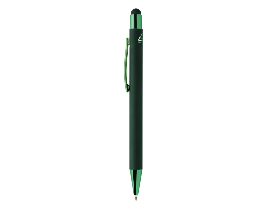 Zielony długopis aluminiowy z lustrzanym grawerem logo dla firm – stylus, eco