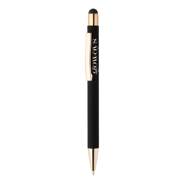 Długopis z recyklingu Róża, efekt lustra, grawer logo – firmowy touch pen premium