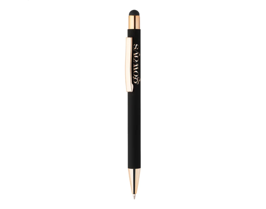 Długopis z recyklingu Róża, efekt lustra, grawer logo – firmowy touch pen premium