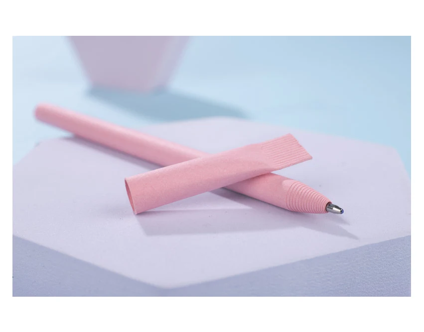 Różowy papierowy długopis PINKO z logo 1,0 mm – ekologiczny gadżet reklamowy