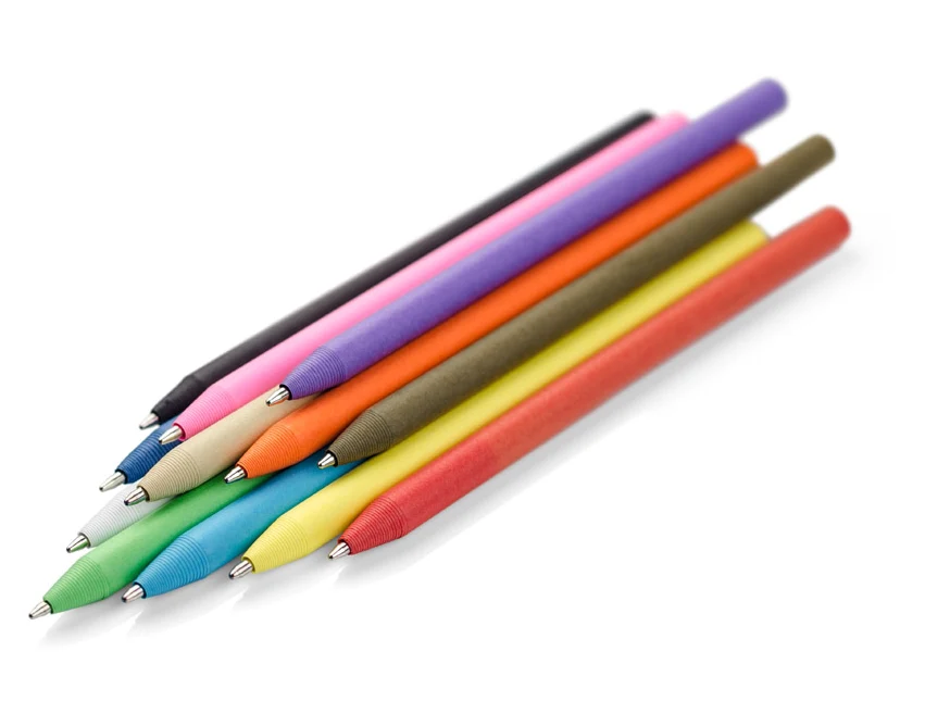 Brązowy ekologiczny długopis papierowy PINKO z logo 1.0 mm – upominek firmowy