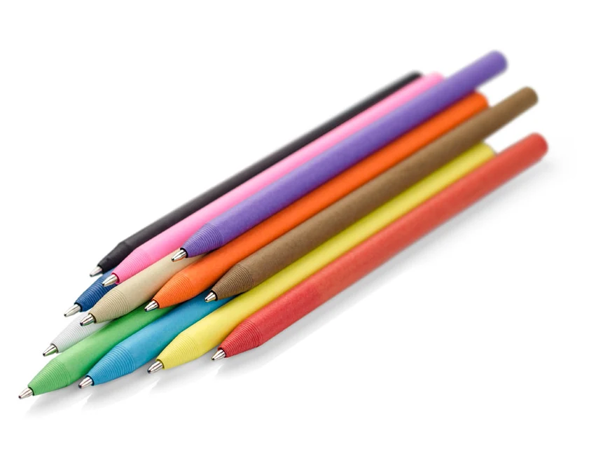 Niebieski długopis papierowy PINKO z logo 1.0 mm – ekologiczny gadżet firmowy