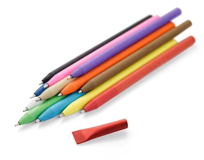 Niebieski długopis papierowy PINKO z logo 1.0 mm – ekologiczny gadżet firmowy