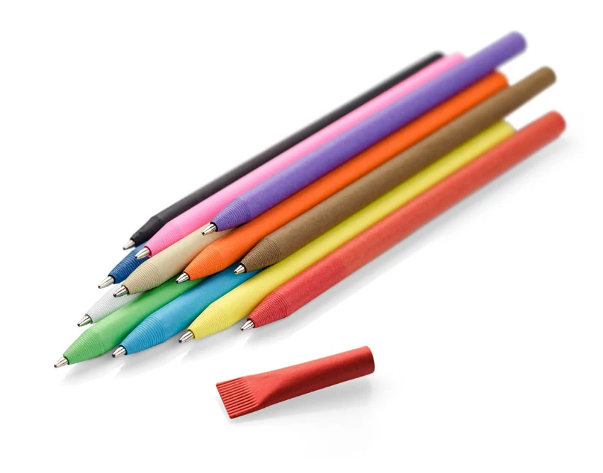 Naturalny beżowy długopis papierowy PINKO z logo 1.0 mm – ekologiczny gadżet firmowy