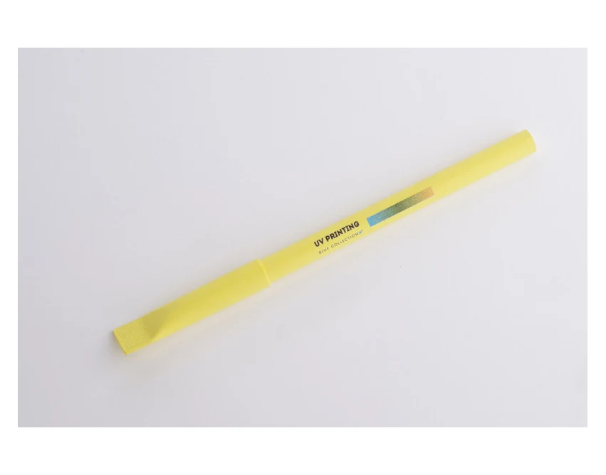 Żółty długopis papierowy PINKO z logo 1.0 mm – ekologiczny gadżet reklamowy dla firm