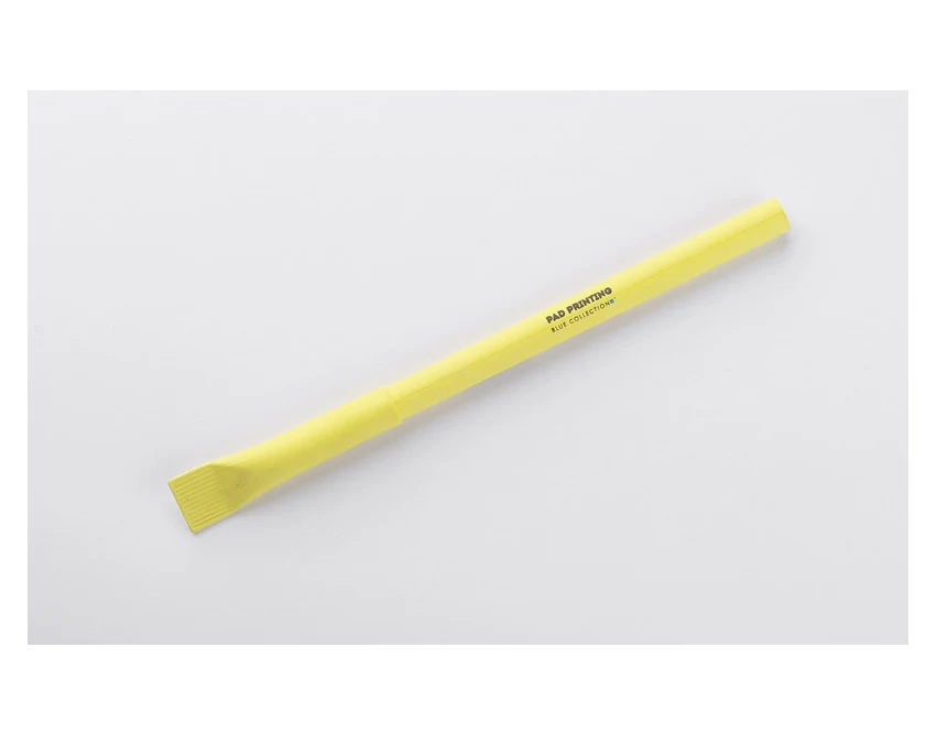 Żółty długopis papierowy PINKO z logo 1.0 mm – ekologiczny gadżet reklamowy dla firm