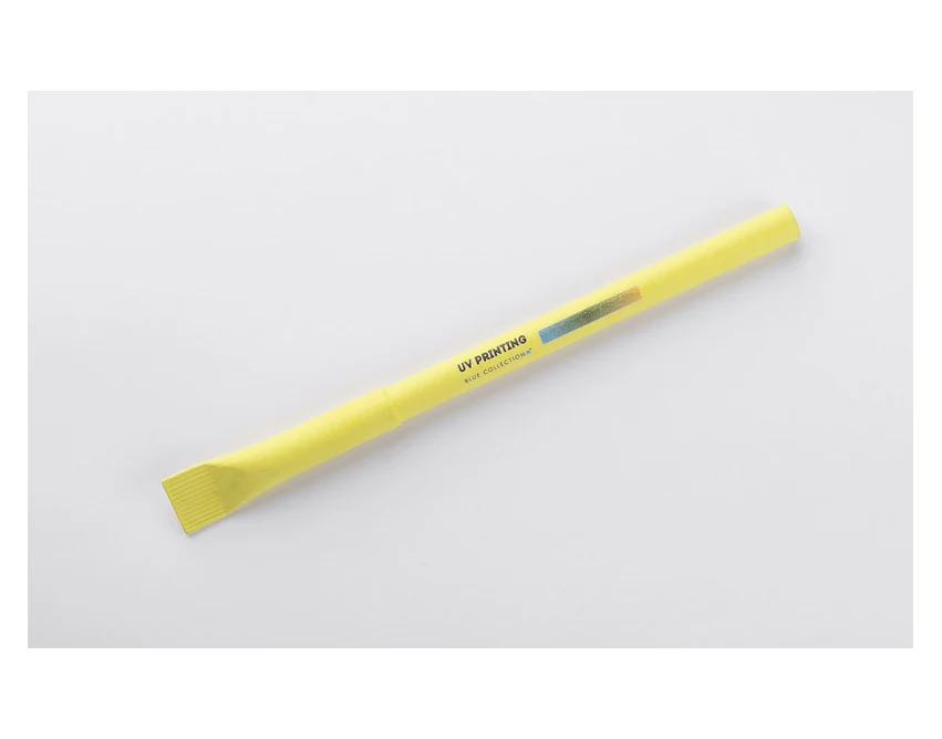Żółty długopis papierowy PINKO z logo 1.0 mm – ekologiczny gadżet reklamowy dla firm