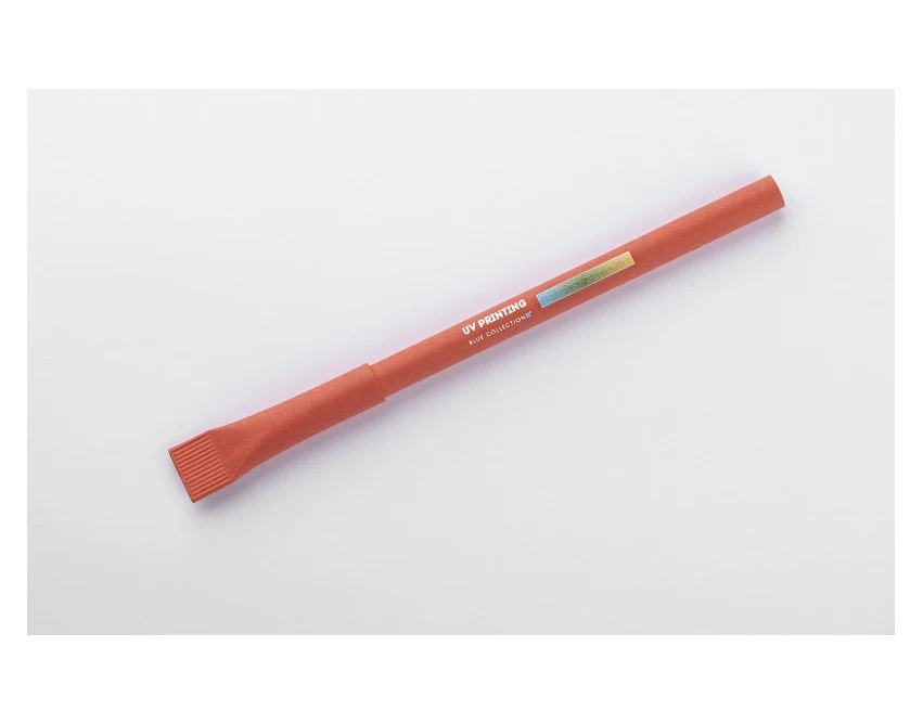 Czerwony długopis papierowy PINKO z logo 1.0 mm – ekologiczny gadżet reklamowy dla firm