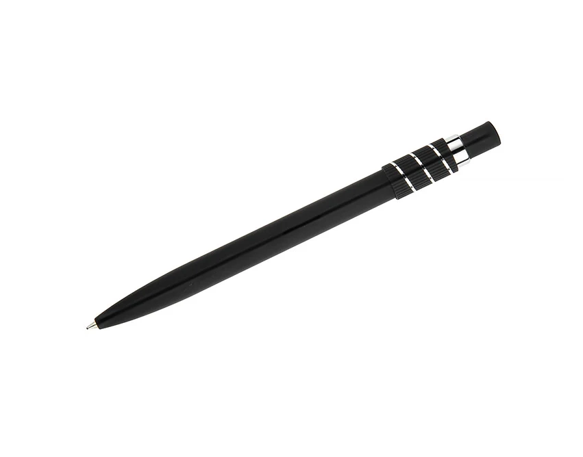 Czarny metalowy długopis ze spinnerem soft touch z logo – nietypowy upominek firmowy