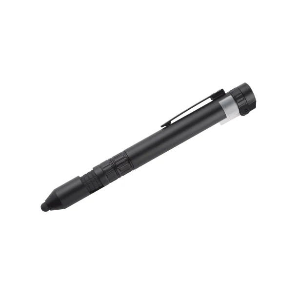 Czarny długopis touch GYVER z logo – latarka, kompas, stylus | gadżety firmowe