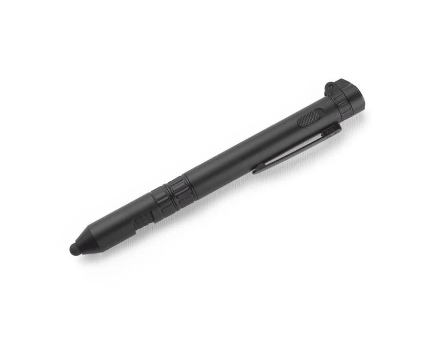 Czarny długopis touch GYVER z logo – latarka, kompas, stylus | gadżety firmowe