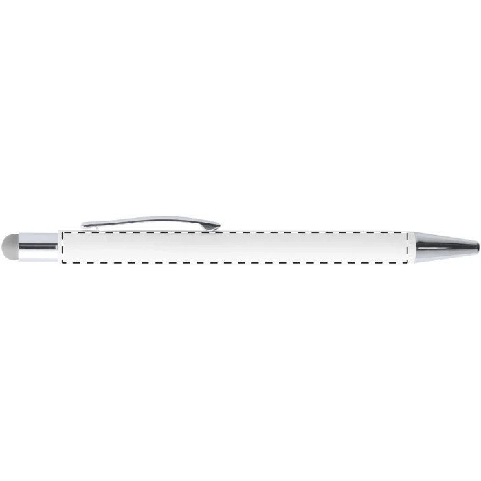 Schemat znakowania dla Grawerowanie laserowe (personalizacja) - NE1 na gadżecie: Aluminiowy długopis stylus biały-srebrny z grawerem logo - gadżet reklamowy dla firm