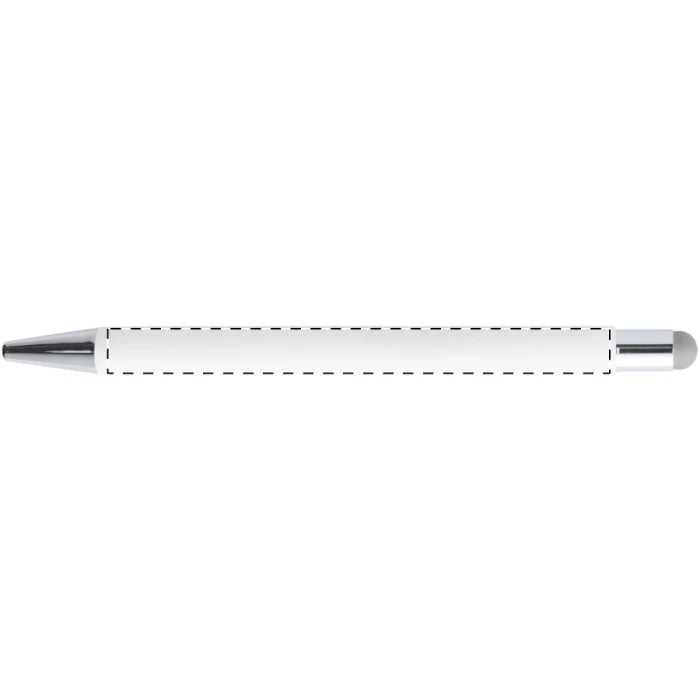 Schemat znakowania dla Grawerowanie laserowe (personalizacja) - NE1 na gadżecie: Aluminiowy długopis stylus biały-srebrny z grawerem logo - gadżet reklamowy dla firm