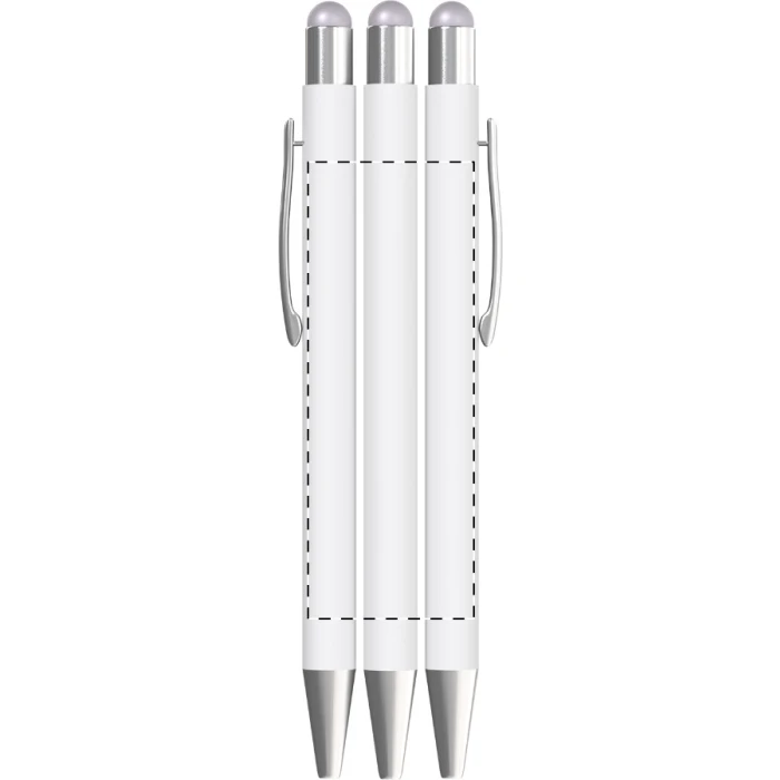 Schemat znakowania dla Grawerowanie laserowe - EP1 na gadżecie: Aluminiowy długopis stylus biały-srebrny z grawerem logo - gadżet reklamowy dla firm