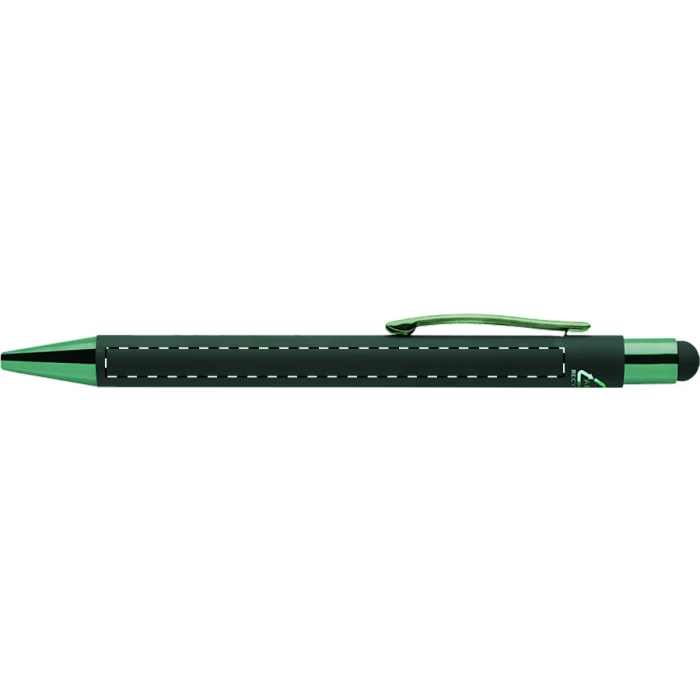 Schemat znakowania dla Nadruk UV (personalizacja) - NUVA na gadżecie: Zielony długopis aluminiowy z lustrzanym grawerem logo dla firm – stylus, eco