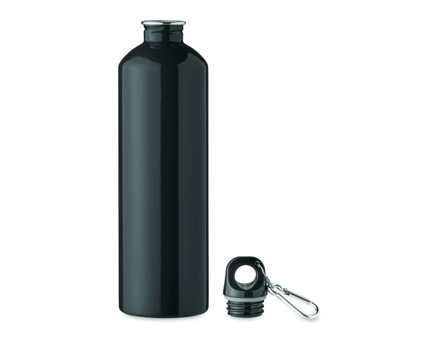 Czarny bidon stalowy 750ml z logo firmy – ekologiczny prezent reklamowy z nadrukiem