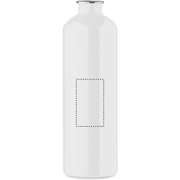 Schemat znakowania dla Tampondruk - P3 na gadżecie: Biały bidon reklamowy 750 ml z recyklingu z karabińczykiem, nadruk logo – bidon z nadrukiem