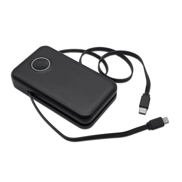 Power bank z kablem 10000 mAh czarny PD 22,5 W