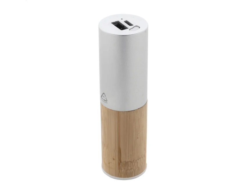 Powerbank 2600 mAh z recyklingu aluminium i bambusa