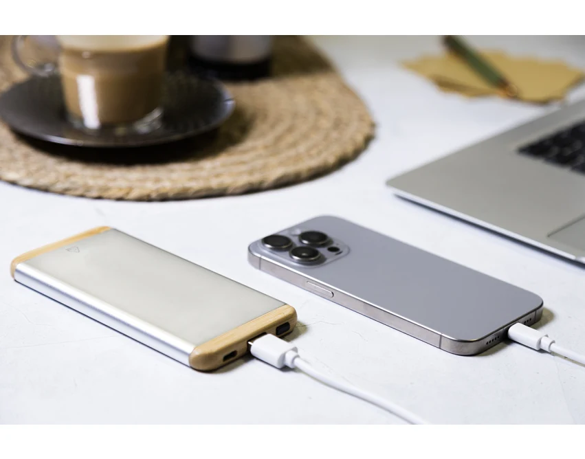 Powerbank ekologiczny 5000 mAh z bambusa i aluminium