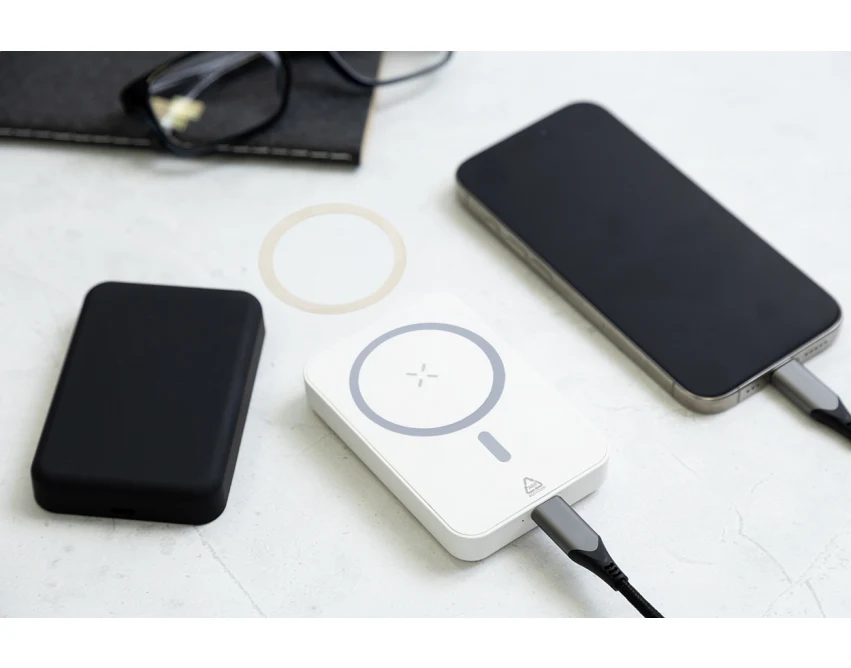 Powerbank bezprzewodowy 5000 mAh, ABS z recyklingu