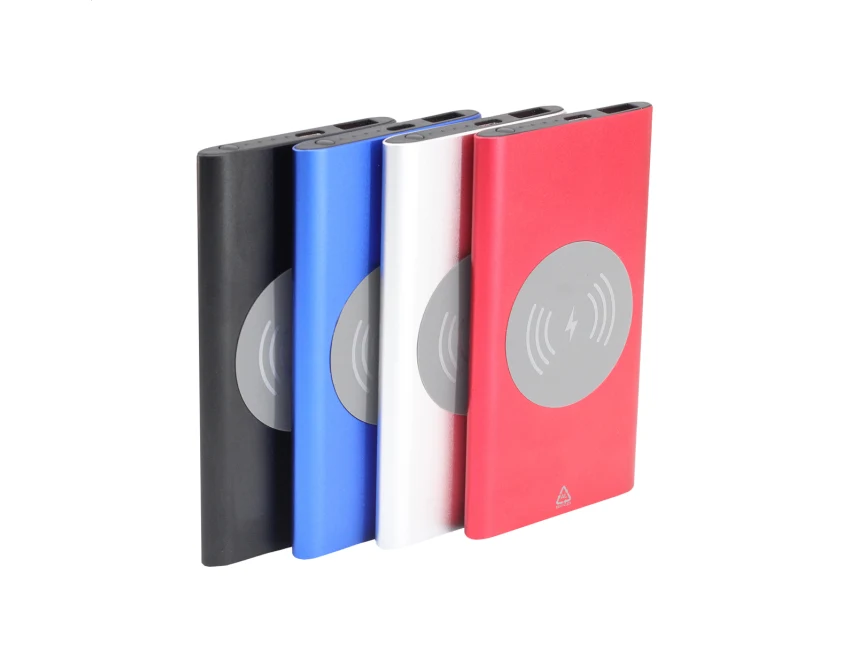 Power bank aluminiowy 15 W z ładowaniem bezprzewodowym