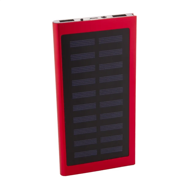 Powerbank solarny aluminiowy 4000 mAh czerwony