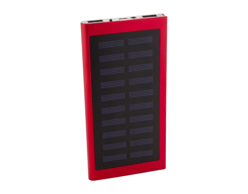 Powerbank solarny aluminiowy 4000 mAh czerwony