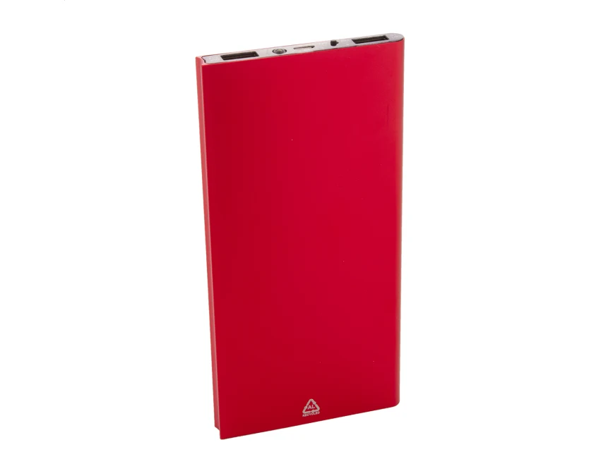 Powerbank solarny aluminiowy 4000 mAh czerwony