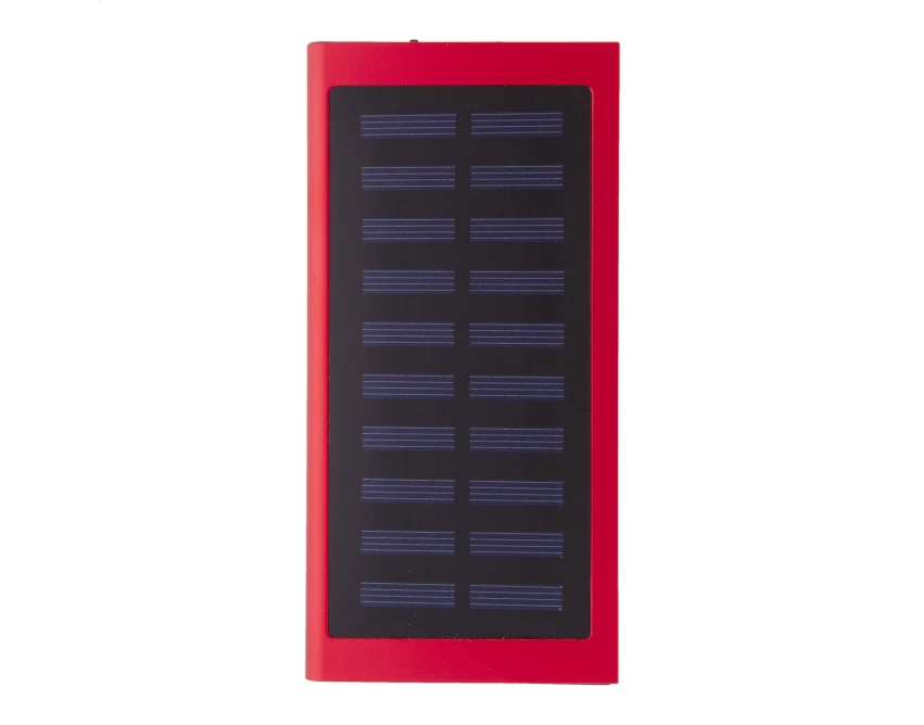 Powerbank solarny aluminiowy 4000 mAh czerwony