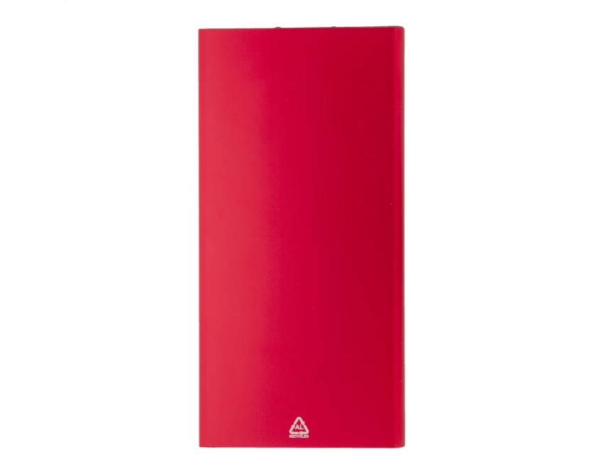 Powerbank solarny aluminiowy 4000 mAh czerwony