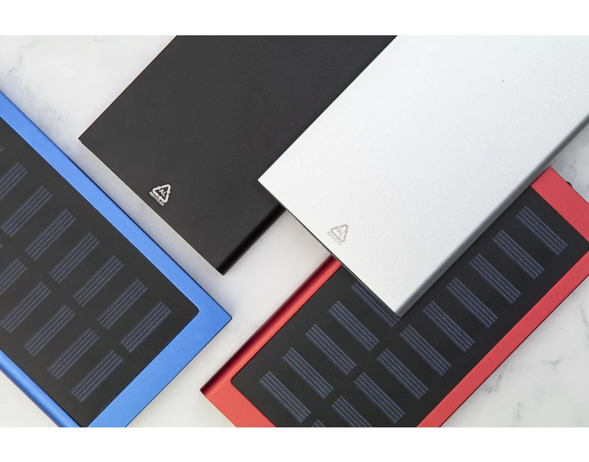 Powerbank solarny aluminiowy 4000 mAh czerwony