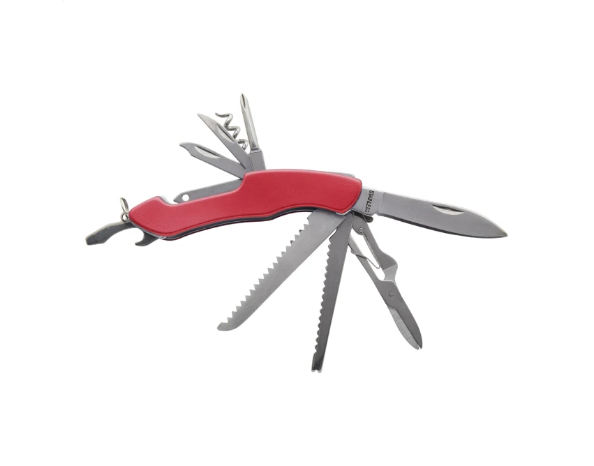 Scyzoryk z logo, 12 funkcji stal nierdzewna czerwony