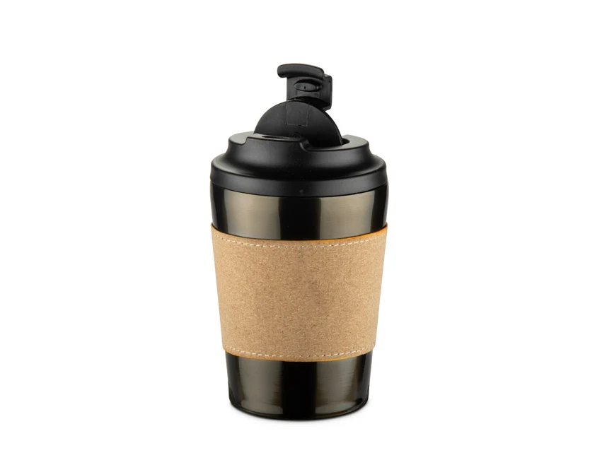 Kubek termiczny CAFFEZ 350 ml gun metal z logo firmy